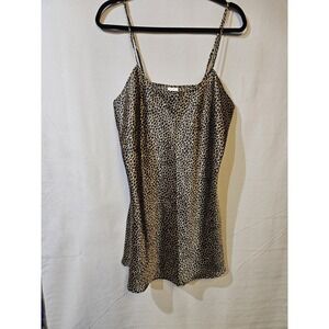 Y2k Leopard Midi Satin Slip Dress/Nightie Size Large Spaghetti Strap Fairy Goth